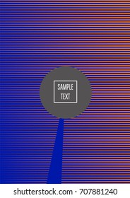 Minimal cover vector template. Bright contrast blue and orange 80s retro design. Neon background for business. Trendy hipster futuristic minimal covers. Lines or stripes edgy halftone blend template.