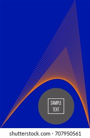 Minimal cover vector template. Bright contrast blue and orange 80s retro design. Neon background for business. Trendy hipster futuristic minimal covers. Lines or stripes edgy halftone blend template.