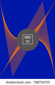 Minimal cover vector template. Bright contrast blue and orange 80s retro design. Neon background for business. Trendy hipster futuristic minimal covers. Lines or stripes edgy halftone blend template.