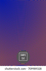Minimal cover vector template. Bright contrast blue and orange 80s retro design. Neon background for business. Trendy hipster futuristic minimal covers. Lines or stripes edgy halftone blend template.
