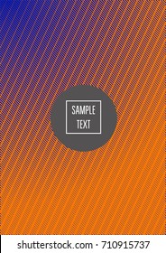 Minimal cover vector template. Bright contrast blue and orange 80s retro design. Neon background for business. Trendy hipster futuristic minimal covers. Lines or stripes edgy halftone blend template.