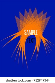 Minimal cover vector template. Bright contrast blue and orange 80s retro design. Neon background for business. Trendy hipster futuristic minimal covers. Lines or stripes edgy halftone blend template.