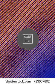 Minimal cover vector template. Bright contrast blue and orange 80s retro design. Neon background for business. Trendy hipster futuristic minimal covers. Lines or stripes edgy halftone blend template.