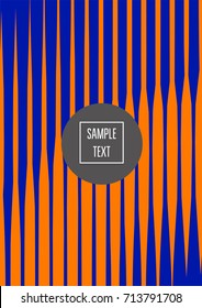 Minimal cover vector template. Bright contrast blue and orange 80s retro design. Neon background for business. Trendy hipster futuristic minimal covers. Lines or stripes edgy halftone blend template.