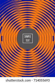 Minimal cover vector template. Bright contrast blue and orange 80s retro design. Neon background for business. Trendy hipster futuristic minimal covers. Lines or stripes edgy halftone blend template.