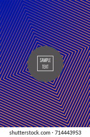 Minimal cover vector template. Bright contrast blue and orange 80s retro design. Neon background for business. Trendy hipster futuristic minimal covers. Lines or stripes edgy halftone blend template.