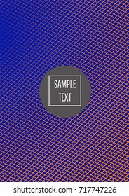Minimal cover vector template. Bright contrast blue and orange 80s retro design. Neon background for business. Trendy hipster futuristic minimal covers. Lines or stripes edgy halftone blend template.