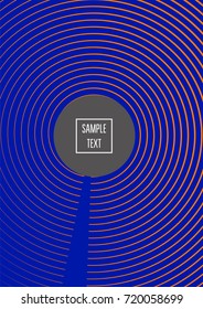 Minimal cover vector template. Bright contrast blue and orange 80s retro design. Neon background for business. Trendy hipster futuristic minimal covers. Lines or stripes edgy halftone blend template.