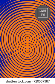 Minimal cover vector template. Bright contrast blue and orange 80s retro design. Neon background for business. Trendy hipster futuristic minimal covers. Lines or stripes edgy halftone blend template.