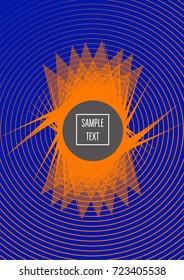 Minimal cover vector template. Bright contrast blue and orange 80s retro design. Neon background for business. Trendy hipster futuristic minimal covers. Lines or stripes edgy halftone blend template.