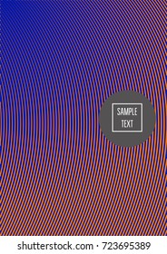 Minimal cover vector template. Bright contrast blue and orange 80s retro design. Neon background for business. Trendy hipster futuristic minimal covers. Lines or stripes edgy halftone blend template.