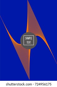 Minimal cover vector template. Bright contrast blue and orange 80s retro design. Neon background for business. Trendy hipster futuristic minimal covers. Lines or stripes edgy halftone blend template.
