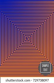 Minimal cover vector template. Bright contrast blue and orange 80s retro design. Neon background for business. Trendy hipster futuristic minimal covers. Lines or stripes edgy halftone blend template.