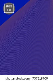 Minimal cover vector template. Bright contrast blue and orange 80s retro design. Neon background for business. Trendy hipster futuristic minimal covers. Lines or stripes edgy halftone blend template.