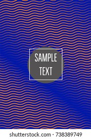 Minimal cover vector template. Bright contrast blue and orange 80s retro design. Neon background for business. Trendy hipster futuristic minimal covers. Lines or stripes edgy halftone blend template.