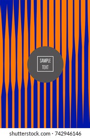 Minimal cover vector template. Bright contrast blue and orange 80s retro design. Neon background for business. Trendy hipster futuristic minimal covers. Lines or stripes edgy halftone blend template.