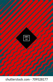 Minimal cover vector template. Contrast green and red bright 80s colors design. Trendy retro background. Simple geomitric minimal cover. Halftone abstract stripes pattern. Flat clean poster design.