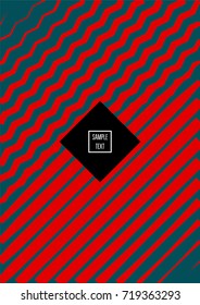 Minimal cover vector template. Contrast green and red bright 80s colors design. Trendy retro background. Simple geomitric minimal cover. Halftone abstract stripes pattern. Flat clean poster design.