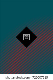 Minimal cover vector template. Contrast green and red bright 80s colors design. Trendy retro background. Simple geomitric minimal cover. Halftone abstract stripes pattern. Flat clean poster design.