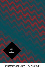 Minimal cover vector template. Contrast green and red bright 80s colors design. Trendy retro background. Simple geomitric minimal cover. Halftone abstract stripes pattern. Flat clean poster design.