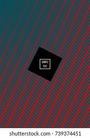 Minimal cover vector template. Contrast green and red bright 80s colors design. Trendy retro background. Simple geomitric minimal cover. Halftone abstract stripes pattern. Flat clean poster design.