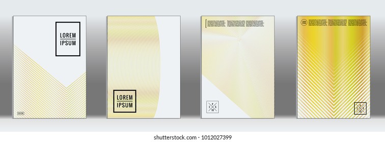 Minimal Cover. Vector Yellow Geometric Abstract Line Pattern for Poster Design. Set of Minimal Covers for Business Brochure. 2d Prints for Banner Background. Graphic Pattern for Annual Album Backdrop.