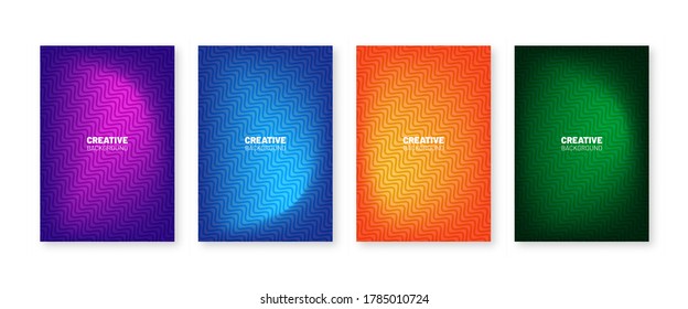 Minimal covers collection. Colorful halftone gradients. Future geometric patterns design.
