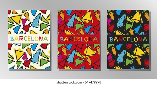 Minimal covers design. A4 with triangle hand drawn pattern. Eps10 vector.
Barcelona, gaudi style  pattern.