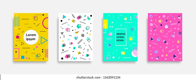 Minimal covers design. Abstract memphis background geometric element. Cool background. Future geometric template.