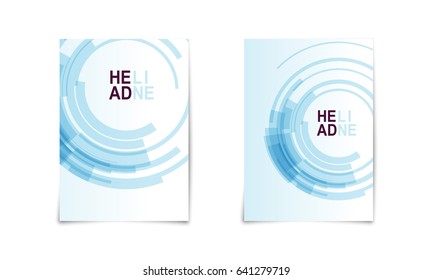 Minimal covers design. Annual report, flyer in A4 with technology circle for PR, business.
