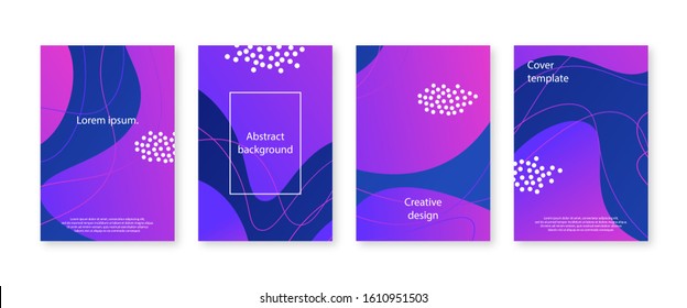 Minimal covers design collection. Annual report set with liquid shapes