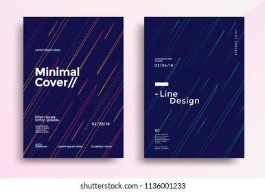 Minimal covers design with color simple line. Vector graphics