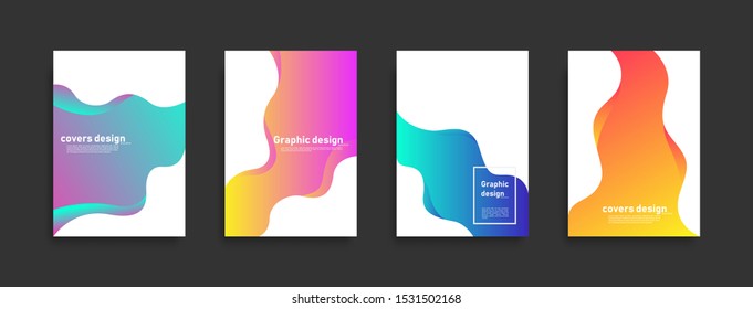 Minimal covers design. Colorful curve gradients. Cool modern background design. Future geometric patterns. Eps10 vector.