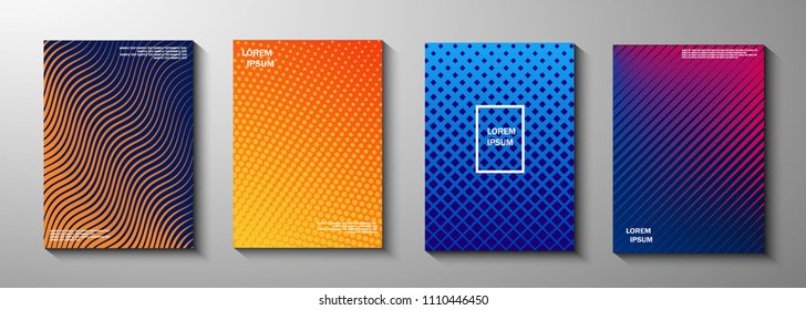 Minimal covers design. Colorful halftone gradients. Future geometric patterns. Eps10 vector.