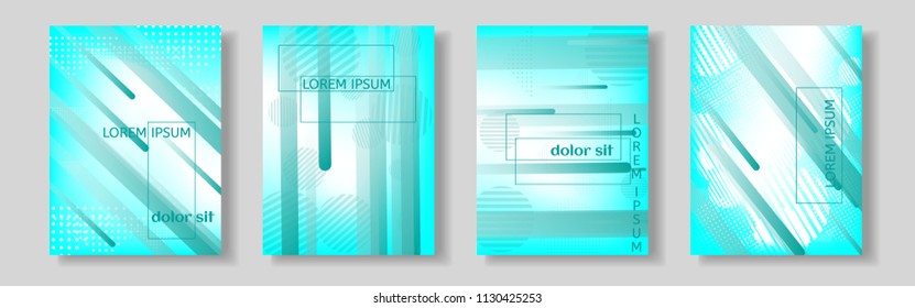 Minimal covers design. Colorful halftone gradients. Future geometric patterns.