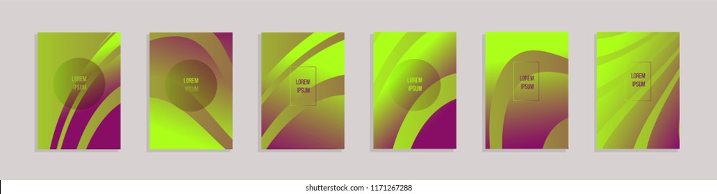 Minimal covers design. Colorful halftone gradients. Future geometric patterns. 