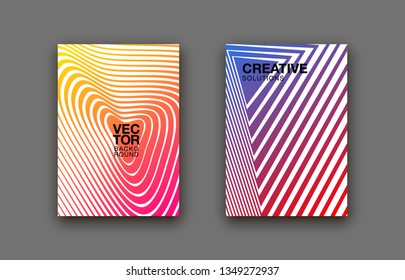 Minimal covers design. Colorful halftone gradients. Future geometric patterns.