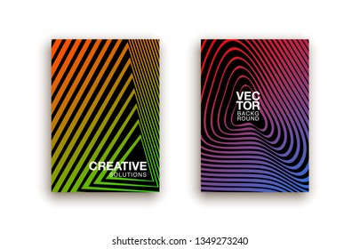 Minimal covers design. Colorful halftone gradients. Future geometric patterns.