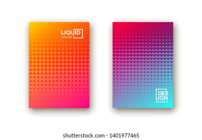 Minimal covers design. Colorful halftone gradients. Future geometric patterns.