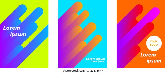 Minimal covers design. Colorful halftone gradients. Future geometric patterns.