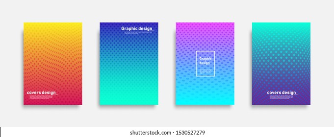 Minimal covers design. Colorful halftone dot gradients. Cool modern background design. Future geometric patterns. Eps10 vector.