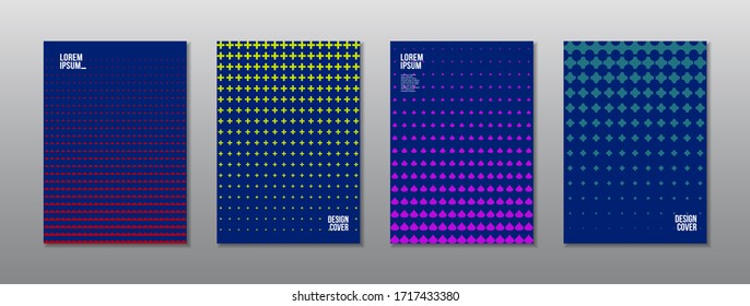 Minimal covers design. Colorful halftone gradients. Future geometric patterns. Eps10 vector.