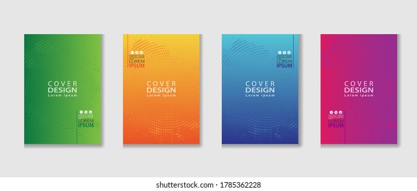 Minimal covers design. Colorful halftone gradients.Vector template brochures, flyers, presentations, leaflet.