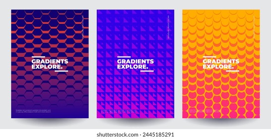 Minimal covers design. Colorful halftone gradients. Future geometric patterns. Eps10 vector.