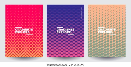 Minimal covers design. Colorful halftone gradients. Future geometric patterns. Eps10 vector.