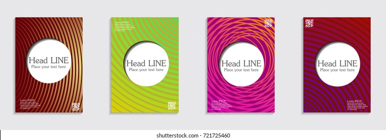 Minimal covers design. Colorful halftone gradients. Future geometric patterns.