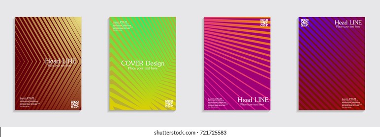 Minimal covers design. Colorful halftone gradients. Future geometric patterns.