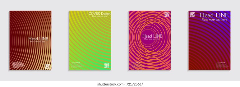 Minimal covers design. Colorful halftone gradients. Future geometric patterns.