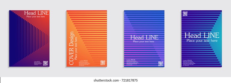 Minimal covers design. Colorful halftone gradients. Future geometric patterns.