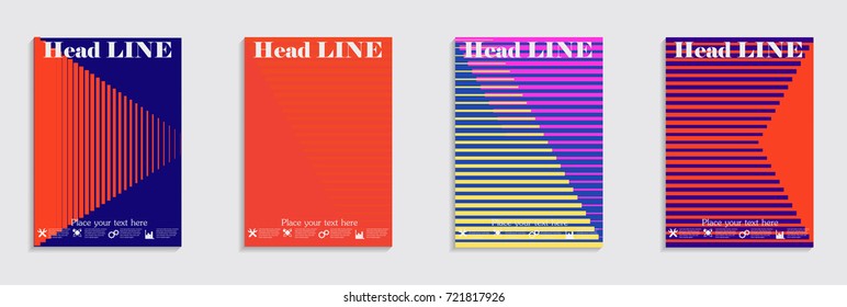 Minimal covers design. Colorful halftone gradients. Future geometric patterns.